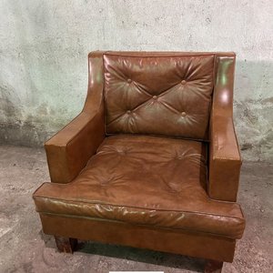 Sillón Individual de Cuero Marrón - imagen 2
