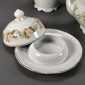 Conjunto de Porcelana Brasilera Schmidt: Tetera, Lechera, Dulcera y Cafetera con Flores - imagen 6