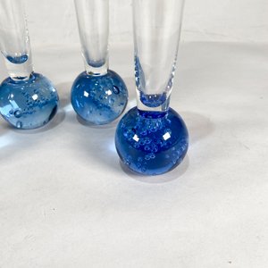 Juego de 4 Violeteros de Vidrio Transparente con Base Azul - imagen 2