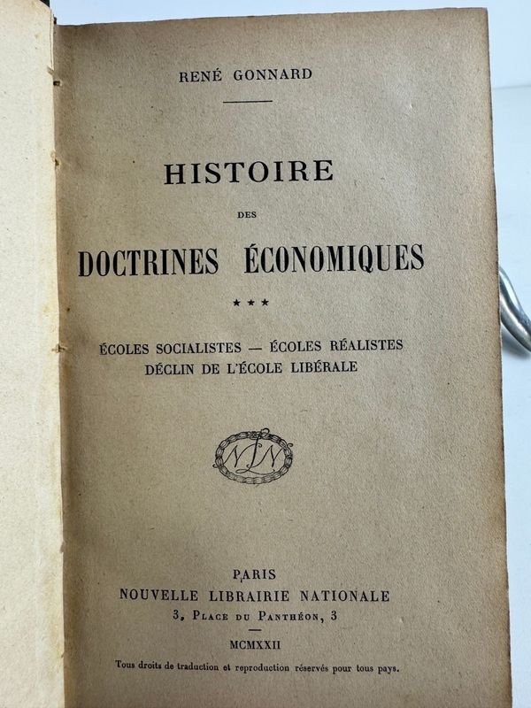 Dos Tomos de Historia de las Doctrinas Económicas, Edición de Nouvelle Librairie Nationale, Paris 1921 - imagen 7