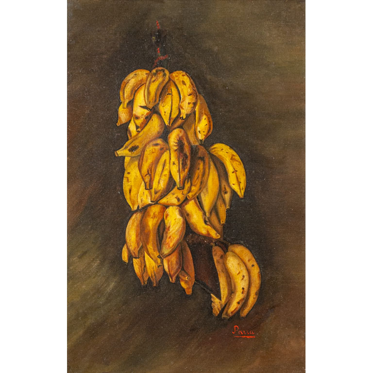 Pintura de Bananas. Óleo sobre tela, firmada.