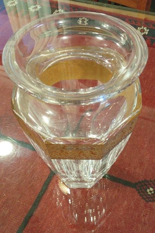 Demencial Florero en cristal checo con banda de oro aplicado - imagen 3