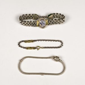 Tres Pulseras Metálicas con Circonias - imagen 1