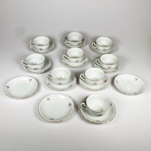 Nueve tazas de te porcelana checa, con doce platillos - imagen 2