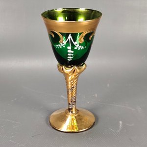 Juego de 6 Copas Estilo Veneciano Dorado y Verde con Flores - imagen 6