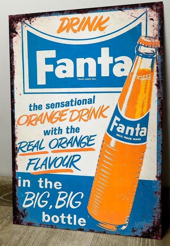 Cartel Metálico Decorativo "Fanta" Naranja 28x19 cm