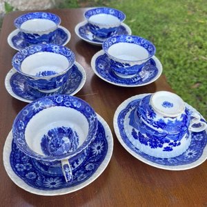 juego de te en loza esmaltada japonesa ( 6 platillos y 6 tacitas) - imagen 2
