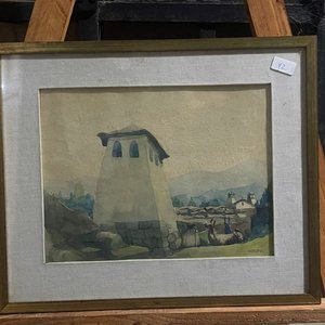 Acuarela del Pintor Santos: "Torre y Llamas" - Segunda Obra de Colección - imagen 6