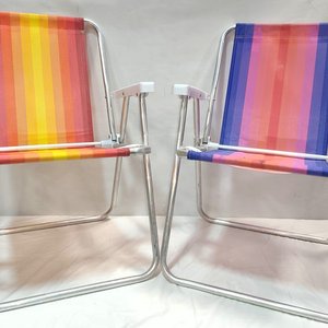 Lote de 2 Sillas de Playa Plegables de Aluminio con Tiras Multicolor - imagen 4