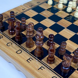 Juego de ajedrez y backgammon completo, tablero madera 34 x 34 cm - imagen 4