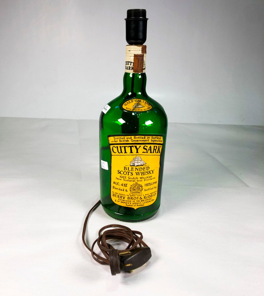 Lámpara de Sobremesa Botellón Whisky Cutty Sark Vidrio Verde