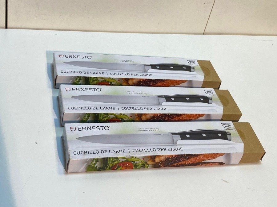 Set de 3 Cuchillos de Carne Ernesto Acero Inoxidable Hoja 17 cm