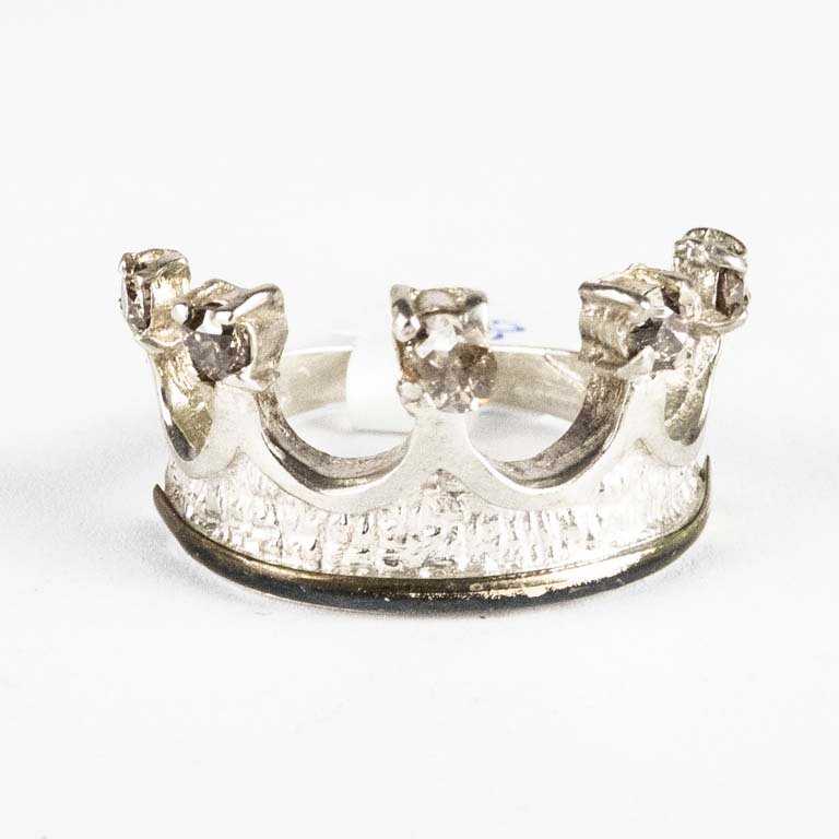 Anillo de plata con brillantes - Peso: 5gr - Medidas: 18.5mm - imagen 1