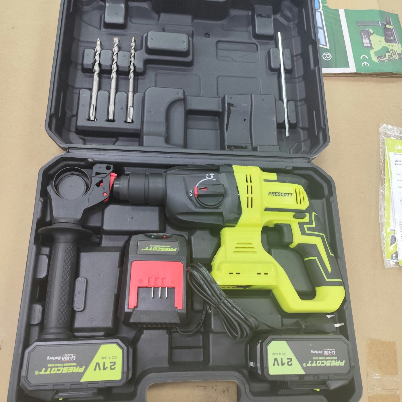 Rotomartillo a Batería Prescott con Maletín y Accesorios