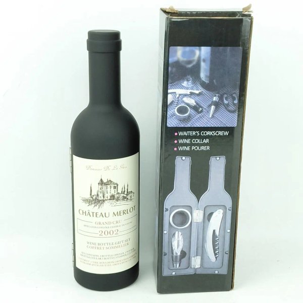 Set de Accesorios para Vino Estilo Botella Chateau Merlot