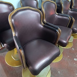 Butacas Giratorias de Cuero Marrón con Base y Posapié en Aluminio Fundido - imagen 9