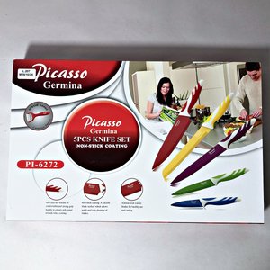 Juego de 5 Cuchillos y Pelador Picasso Germina con Hojas de Colores y Estuche - imagen 3