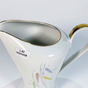 Jarra de Porcelana Edelstein Bavaria Blanca con Decoración de Hojas y Espigas - imagen 2