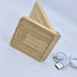Cargador Inalámbrico de Bambú con Cable USB - imagen 4