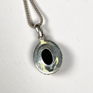 Cadena de Plata 925 con Colgante Ovalado de Piedra Negra - imagen 4