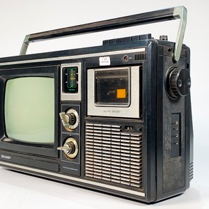 Televisor Portátil Sharp Blanco y Negro 10" con Radio y Grabador - Negro - imagen 3