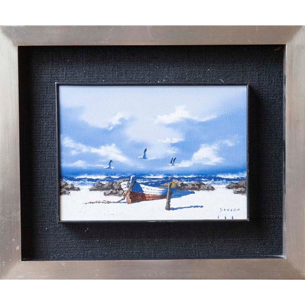 Pintura al óleo "Marina" de Adolfo Sayago, 24 x 33 cm
