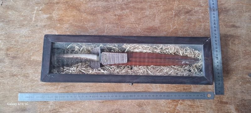 Cuchillo de Colección con Mango de Cuerno y Detalles Metálicos