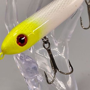 Señuelo de Pesca Artificial Stickbait Blanco y Amarillo Fluorescente con 2 Anzuelos - imagen 2