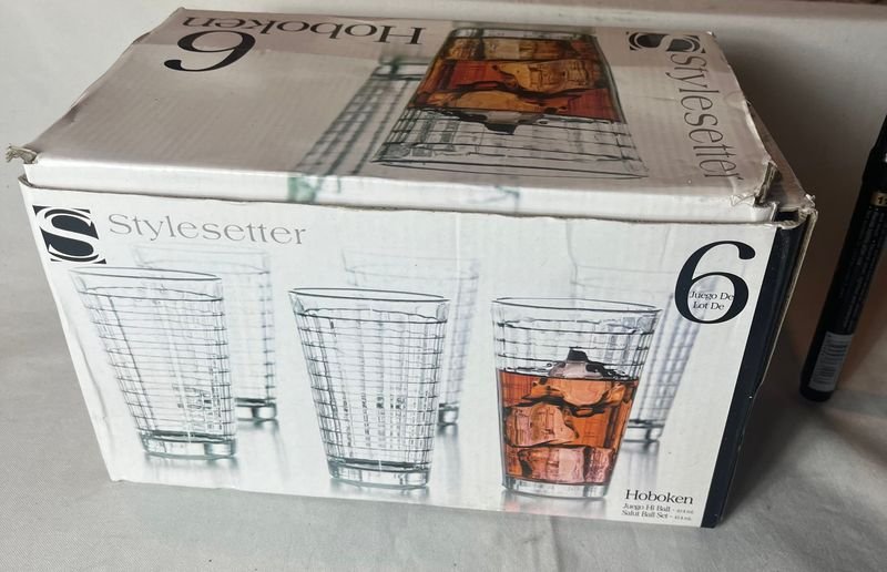 Juego de 6 Vasos de Vidrio Facetado Stylesetter Hoboken