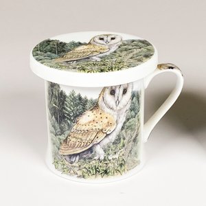 Par de Tazas de Porcelana China con Lechuzas y Tapas - imagen 3