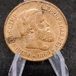 Moneda de Brasil 20 Reis 1869 Pedro II Bronce - imagen 4