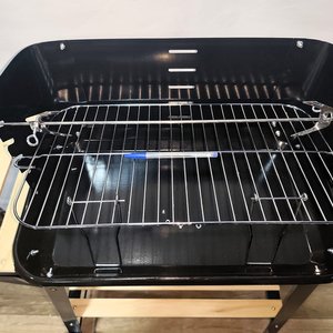 Parrillero Portátil Negro con Ruedas, Estantes de Madera y Caja Original - imagen 6