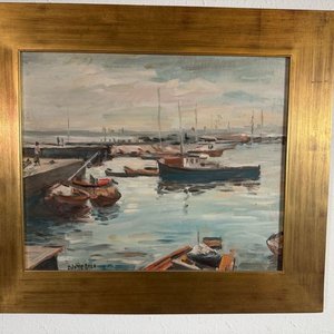 Lote anterior: Óleo de Dante Cola: Puerto con Embarcaciones