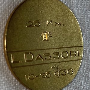 Medalla Art Nouveau Circular "Primer Puesto 25 Km" Dassori 1936 - imagen 6