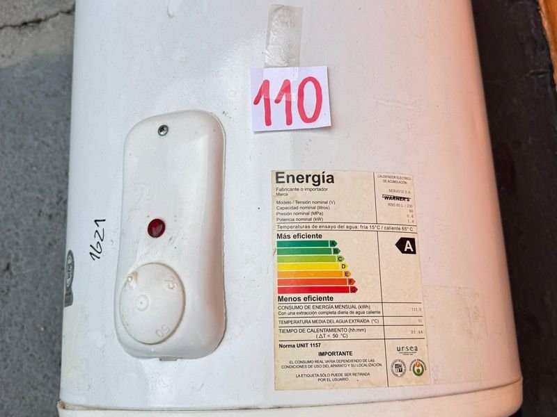 Termostato de 60 litros, Clase A, tacho de cobre