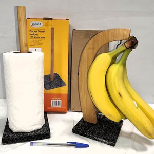 Set de Soporte para Rollo de Cocina y Colgador de Bananas con Base de Mármol - imagen 4