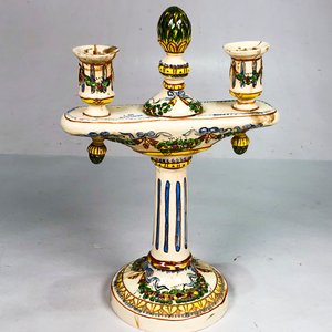 Candelabro de Porcelana Italiana Capodimonte con Decoración Floral - imagen 2