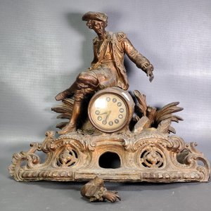 Reloj de Mesa Antiguo en Metal con Figura de Bronce "Luis XIV" - Para Restaurar - imagen 21