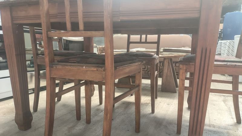 Juego de Comedor de Roble con Mesa Extensible y Sillas Tapizadas - imagen 2