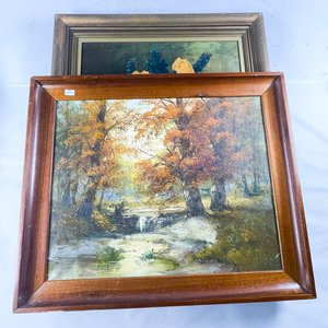 Lote anterior: Dos Cuadros: Óleo de Bosque y Lámina Floral