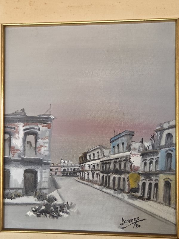 Óleo firmado Lorenzo y fechado, pintura urbana - imagen 3
