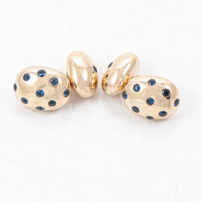 Par de Gemelos Trianon en Oro 18k con Zafiros Azules