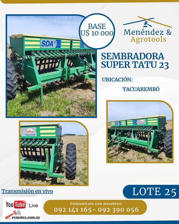 Sembradora Agrícola Super Tatu 23 Verde