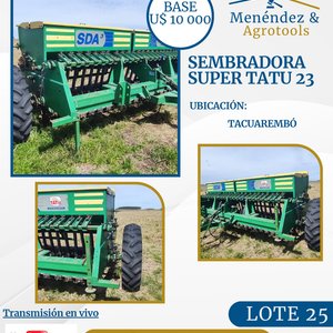 Lote anterior: Sembradora Agrícola Super Tatu 23 Verde