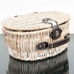 Canasta de Picnic de Mimbre Blanca a Estrenar con Accesorios - imagen 1