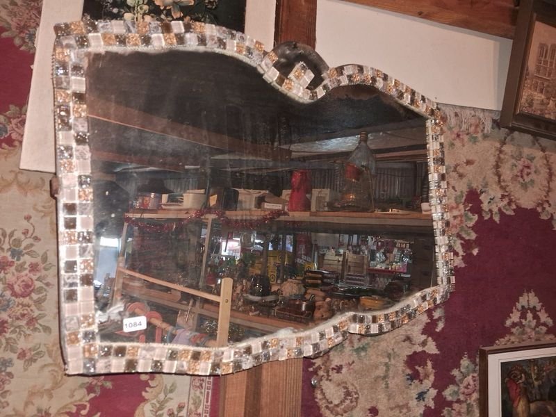Espejo de pared artesanal con marco decorado con mosaicos - imagen 2