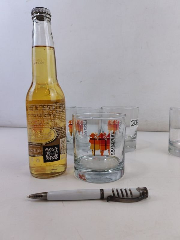 Vasos De Whisky - Conjunto de 5 vasos de cristal con diseños en rojo y amarillo - imagen 4