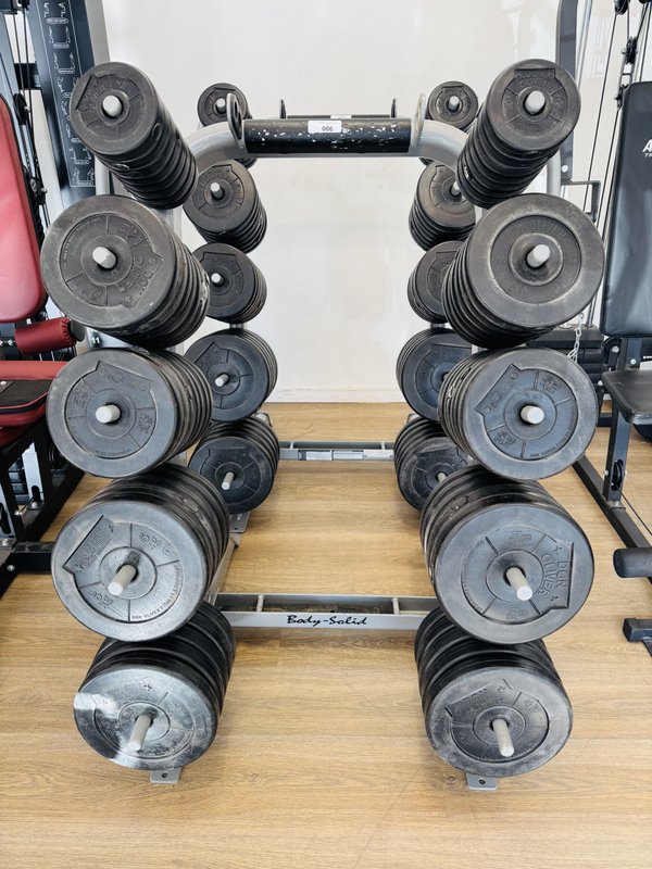 Soporte Body-Solid para discos de gimnasio con 20 discos de 5 kg, 28 de 2.5 kg y 16 de 1 kg - imagen 1