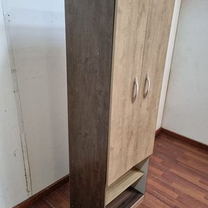 Mueble de Guardado con Puertas y Estantes, Madera Clara y Oscura - imagen 3