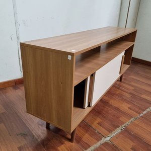 Mueble Modular para TV o Audio en Madera Clara con Puertas Corredizas Crudo - imagen 3
